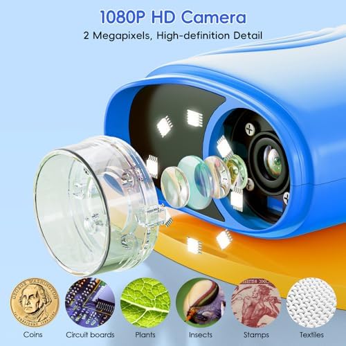 Temodu Kids Microscope 2.0" Screen 1000X Digital Microscope for Kids, Mini Pocket Handheld Microscopes for Children Birthday Festival Gift, Science Education Fun Toys for Boys Girls Ages 4-12 (Blue) - Image 3