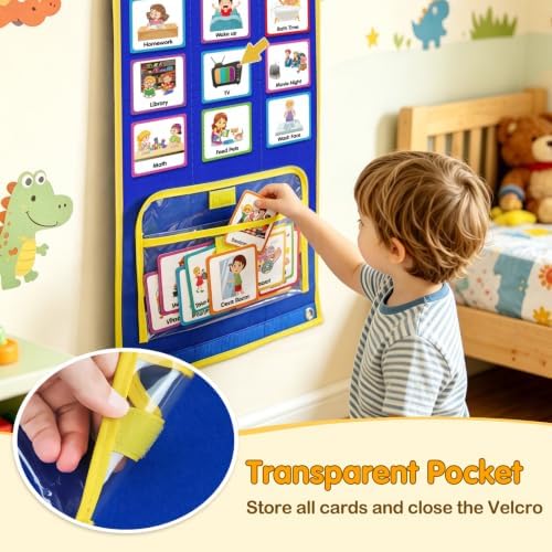 Large Visual Schedule for Kids Chore Reward Chart,Bedtime Routine Chart for Toddlers,Double Side Weekly Planner Board With 109 Cards for Home School Planner,Autism Learning Materials. - Image 5