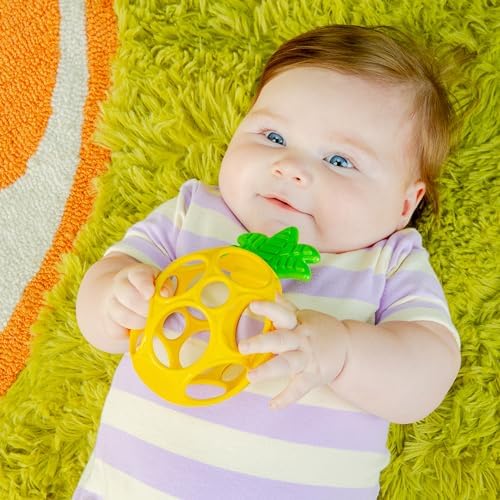 Bright Starts Oball Easy Grasp Pineapple Teether Toy, Hold My Own Collection, BPA Free, Unisex, Newborn and Up - Image 6