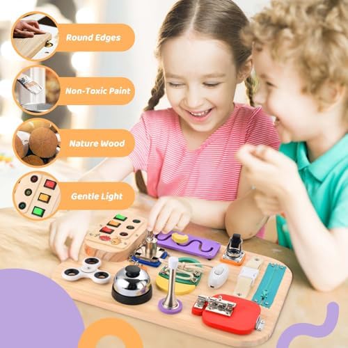 Potatomato Montessori LED Busy Board for Toddlers, Wooden Sensory Toy Kids - Image 5