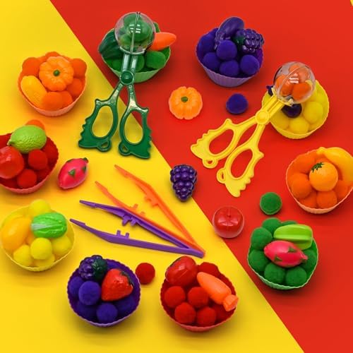 134 Pcs Farm Sensory Bin Filler Fruits Food Counting Sorting Sensory Bin Items Fine Motor Vegetable Counts for Easter Day Spring Summer Sorting Counting Decor (Farmer) - Image 3