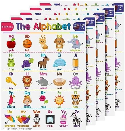 FoldCard Alphabet Chart Educational Poster 8.5x11 5pk by FoldCard