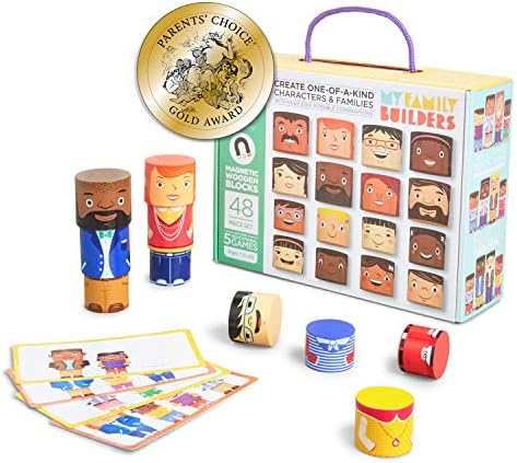 48-Piece Magnetic Wooden Figures with Activity Cards by MyFamilyBuilders
