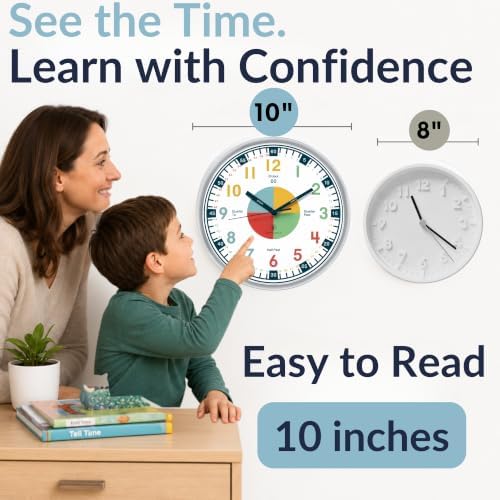 Kids Wall Clock - Learning Clock, Silent 10in, Classroom & Homeschool - Image 5