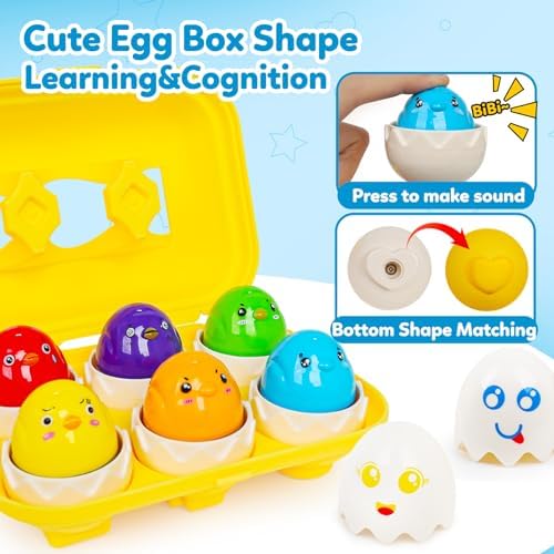 Egg Toddler Toys,Montessori Geometric Egg Shape Sorter Toys Preschool Learning Educational Color Sorting & Eggs Puzzles Matching Games Fine Motor Toy for Boys Girls Ages 1-3 - Image 5