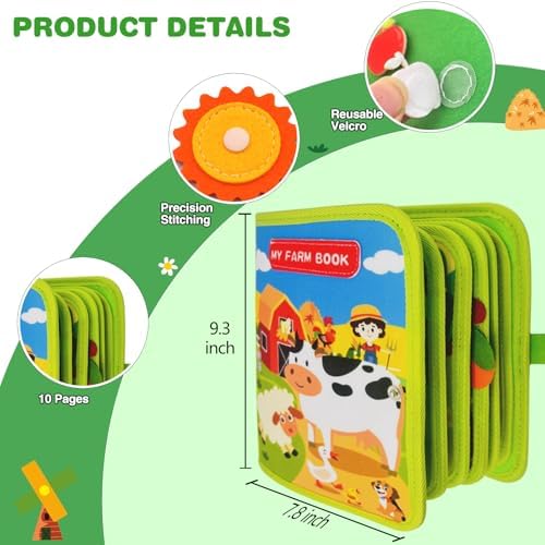 Busy Book for Toddlers, Montessori Toys Busy Board for Toddlers, Birthday Gifts for Boys & Girls, Quiet Activity Book with Life Skills, Cognition, Sorting - Autism Sensory busy book, Travel toys - Image 6