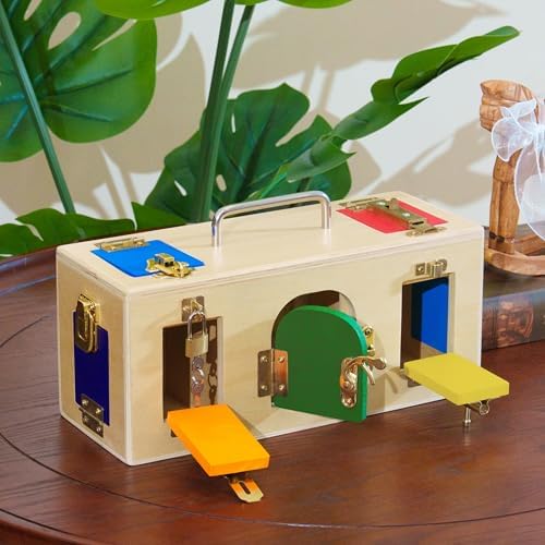 Montessori Sensory Toys for Toddlers 3+ Years Old, Wooden Sensory Materials for Kids,Preschool & Homeschool Supplies(Premium Education Toy) (Lock Exercises) by PENEPICO-SIMPLELIFE