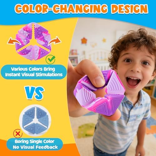 KLT Fidget Sensory Toys for Kids: 3 Pack Textured Flip Toys - Quiet Small Fidgets for Classroom Focus - Stress Relief Toys for Autism & ADHD Calm Down - Image 3