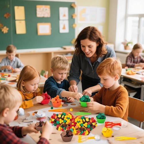 EZdhuawuse Fall Sensory Bin Fillers Toys- 267Pcs Thanksgiving Gifts Fine Sorting Stacking Motor Toys for Kids, Autumn Glitter Felt Maple Leaf Pumpkin Sorting Activity for Preschool Early Development - Image 5