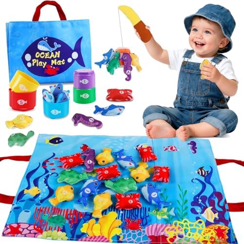 Baby Fishing Toy with Stacking Cups Montessori Toys for 1 Year Old Boy Girl by MSANMERSEN