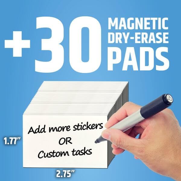HMmagnets Large Magnetic Reward Chart for Kids - 30 Additional Magnets for 127 Pre-Written Stickers (Including Potty Training) - Image 2