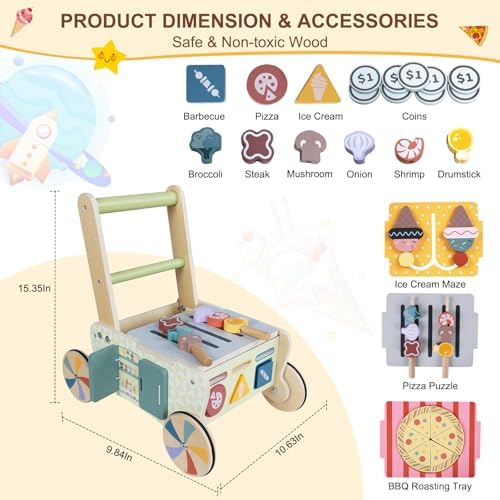 3 in 1 Wooden Baby Walker, Montessori Push Walker for Babies 10-12 Months - Image 7