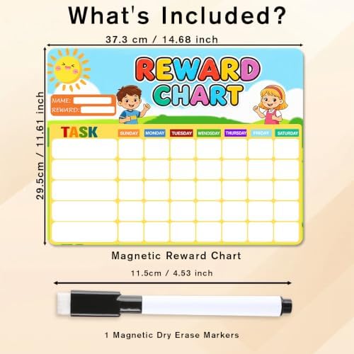 Magnetic Reward Chart, Dry Erase Weekly Behavior Chore Chart with 1 Markers, Reusable Fridge Responsibility Incentive Daily Routine Task Tracker for Potty Training Home School - Image 4