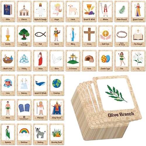 Hebayy Bible-Themed Matching Game, 80 PCS Bible Concentration Memory Cards for Christian 40 Pairs Biblical Character Cards Educational Toys for Kids, Adults by Stickyourhappymoment