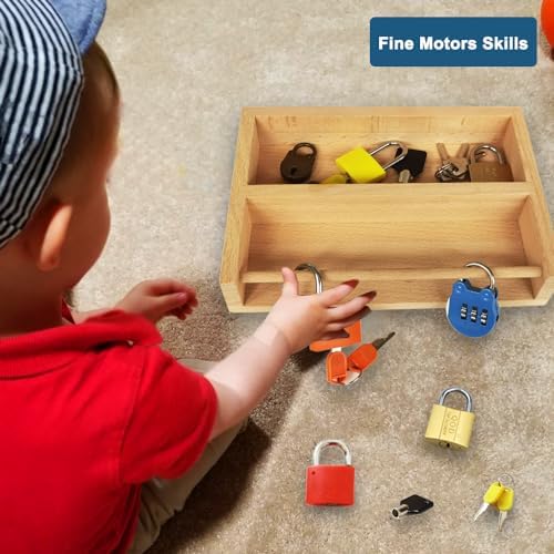 Inslat Montessori Lock and Key Toy Set for Toddlers, Educational STEM Lock Toys Matching Games Set with Wooden Tray for 3-5 Year Old Kids - Image 6