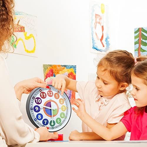 Learning Clock for kids, Glow in The Dark Wall Clock for Bedroom, 12 Inch Silent Night Light Kids Wall Clock, Colorful Illuminated Telling Time Teaching Clock,Kids Room Decor (Illuminated Gray) - Image 6