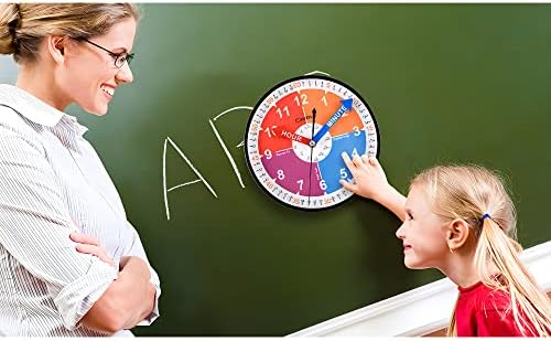 OSTAR Telling Time Teaching Wall Clock, Hanging Stand Dual Purpose，Battery Operated Analog Silent Learning Clock for Kids Room Decor - Image 3