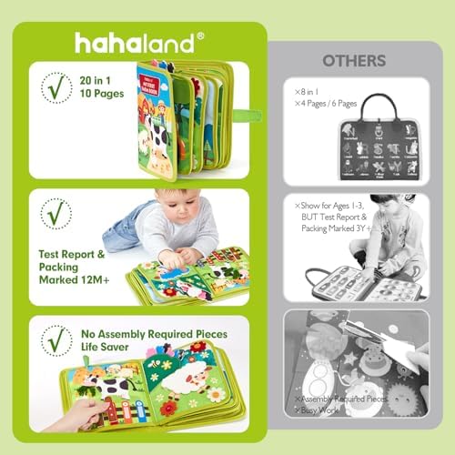 hahaland Busy Book for Toddlers 1-3 Baby Tissue Box Toy 6-12 Months, Montessori Toys for Boy Gifts Girl Toys - Image 3
