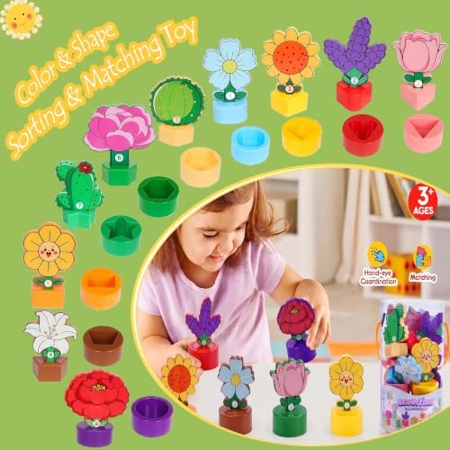 GKDOMS Montessori Shapes & Colors Sorting Flower Garden Toys Matching Game - Image 4