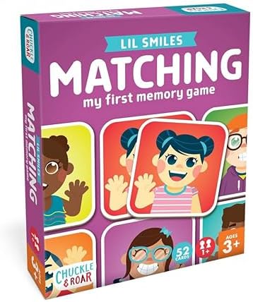 Chuckle & Roar Lil Smiles Matching Memory Game – Preschool Concentration Board Game with Friendly Faces, 3 Themed Decks (at Home, Outside, On-The-Go), 180 Cards, 2–6 Players, Ages 6+ by ChuckleRoar