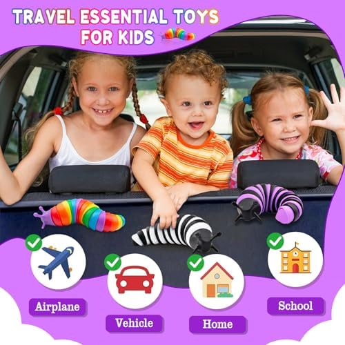 Cevioce Fidget Slug Toy 3Pcs Autism Sensory Toys for Autistic Children Airplane Car Travel Essential Toys Gifts for Kids Toddlers Girls Boys Slug Fidget Toys for Kid Adult Easter Basket Stuffers - Image 3