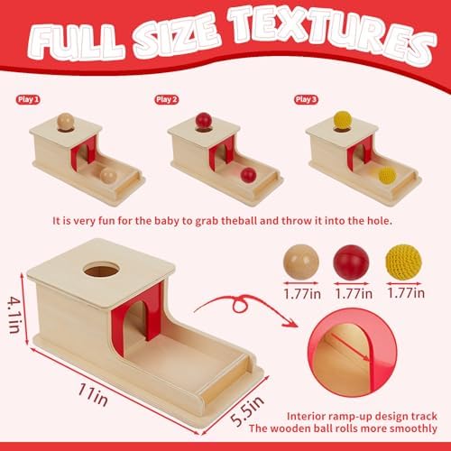 Adena Montessori Object Permanence Box with 3 Balls, 6-12m - Image 6