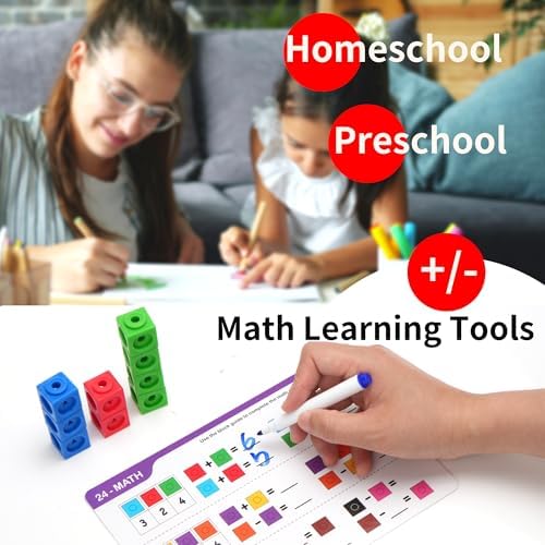 BenBen 100 pcs Number Counting Math Linking Blocks with 15 Activity Cards - Image 3