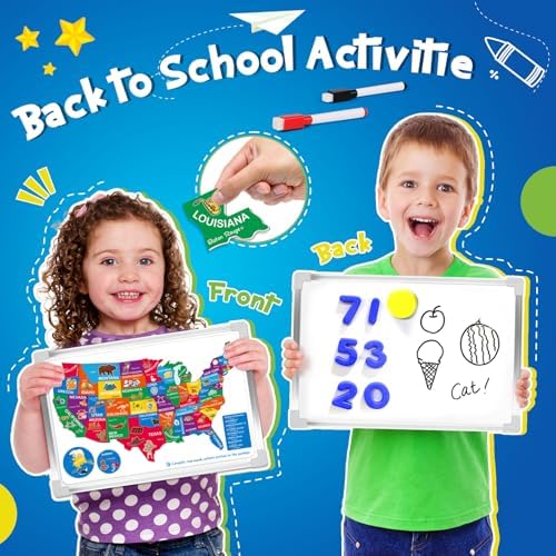 UOMTFAI Pretend Play Teacher Set, Kids Pretend Teacher Playset with Whiteboard Learning Clock Magnetic Numbers and Map Puzzles, Pretend Play Teaching Toys Learning Education Toys for Kids - Image 3