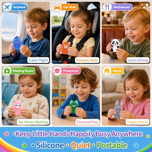 12 Pack Animal Sensory Toys for Kids Toddlers, Textured Silicone Fidget Toys, Quiet Travel Toys for Airplane, Car Rides, Preschool & Home Sensory Play, Classroom Calm Corner Toys - Image 2