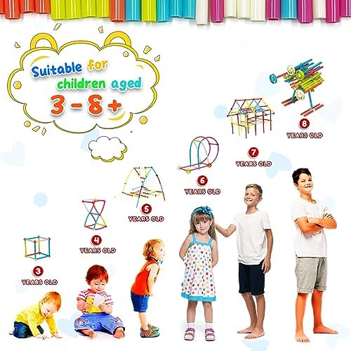 Ggiibro Straw Constructor STEM Building Toys Macaron 600Pcs Interlocking Gear Toy Sets for Kindergarten Classroom, Engineering Thin Tube Blocks for 3 4 5 6 7 Years Kids Toy for Boys and Girls Gift - Image 6