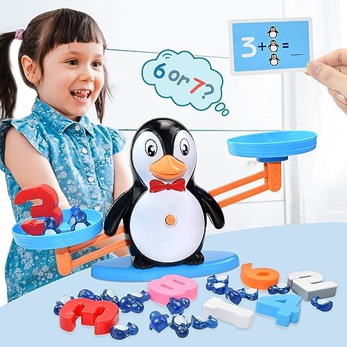 BAKAM Penguin Balance Scale Number Counting Blocks Games for Kids Ages 3-5, Montessori Math Games for Kids 5-7, Preschool Kindergarten Learning Activities, STEM Educational Toys for 3+ Year Old - Image 2