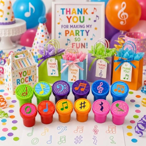 Cinrobiye 24 Pcs Music Note Stampers Party Favor Set, Pre-Inked Musical Note Stamps for Kids, Music Theme Birthday Party Supplies, Classroom Rewards, Goody Bag Fillers, Piñata Fillers - Image 6