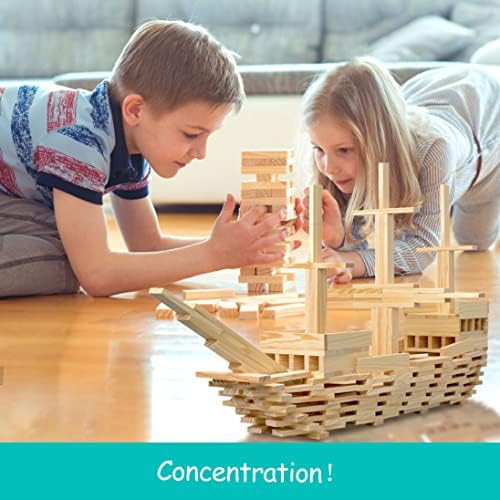 100pcs Classic Wooden Building Blocks Set,Solid STEM Building Toys for Kids, Preschool Learning Montessori Toys for Toddlers, Boys & Girls Birthday Gift (Log Color) - Image 5
