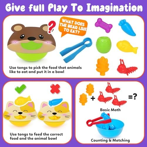Counting Animals Color Sorting Toys for Kids,Montessori Preschool Learning Animals Matching Feeding Sorting Games Christmas Stocking Stuffers Gifts for Boys Girls Ages 3+ - Image 4