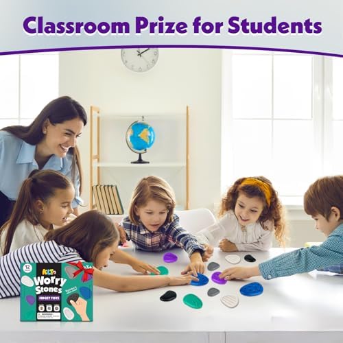 Fidget Toys Adults Sensory Stones: 12 Pack Textured Worry Stone for Autism Kids Calming Down - Fidget Stress Toys for Stress Reduce - Students Prizes Fidget Toys - Image 6
