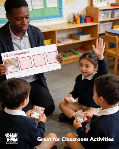 CHEFAN Sequencing Cards for Kids, Speech Therapy Sequence Game with Board, Preschool Kindergarten Storytelling Sentence Building Learning Activities (4 Steps) - Image 5