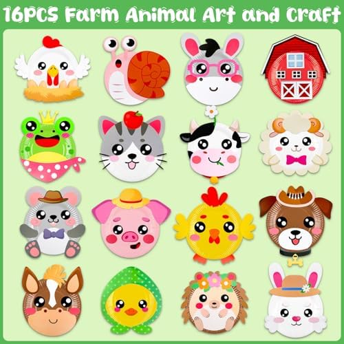 16 Pack Arts and Crafts for Kids Toddler DIY Animal Paper Plate Art Gifts - Image 5