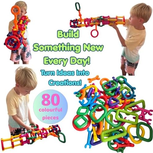 Click & Create Builder Set (80 pcs) - STEM Educational Interlocking Building Blocks for Kids Ages 2-7, Creative Construction Toy for Boys & Girls, Colorful Fine Motor Skills Toy - Image 3