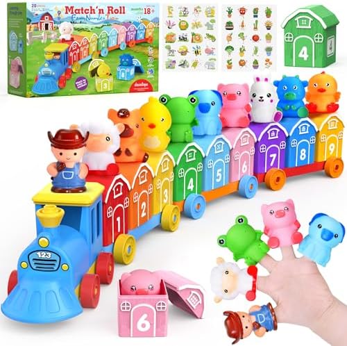 Montessori Learning Toy Toddler Animal Train Counting Barns Puppets by Unknown