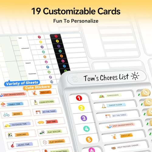 Chore Chart for Kids, Checklist Planning Board with Sliders, 19 Personalizable Sheets and Magnetic Marker, ADHD Tools for Kids to Do List Routine Chart Visual Schedule Magnetic Board for Fridge - Image 3