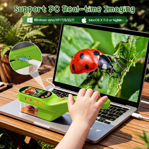 CIMELR Bug Catcher for Kids with 2.4" Screen, 500X Digital Microscope, 1080P Photo/Video, 1000mAh Battery, 8 LED, PC Real-Time Imaging, STEM Nature Toy & Gift for Boys Girls Ages 3-12 - Image 3