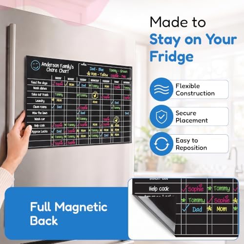 Magnetic Dry Erase Chore Chart for Adults & Kids, 17" x 12" - Black - Image 5