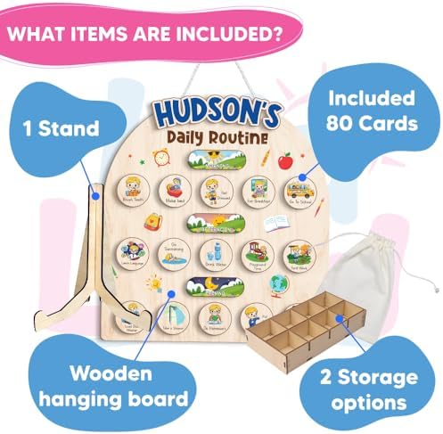 Wooden Chore Chart for Boys, Daily Routine Chart for Kids, Visual Schedule, Chore Reward Chart, Bedtime Morning Routine Chart for Toddlers (05) - Image 2