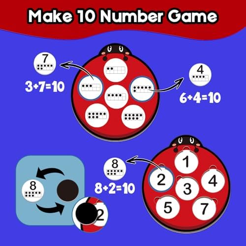Math Games for Kids, Math Manipulatives Kindergarten Preschool Counting Toys, Ten Frame Set Addition and Subtraction Flash Cards Matching Bingo Number Games Homeschool Classroom Must Haves - Image 3