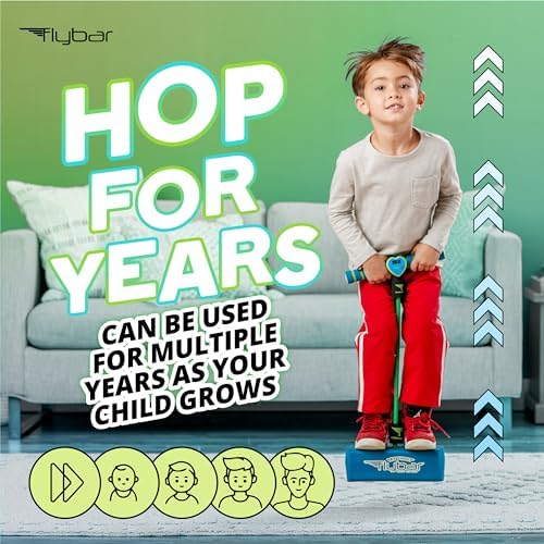 Flybar My First Foam Pogo Jumper for Kids Fun and Safe Pogo Stick for Toddlers, Durable Foam and Bungee Jumper for Ages 3 and up, Supports up to 250lbs (Blue LED) - Image 6