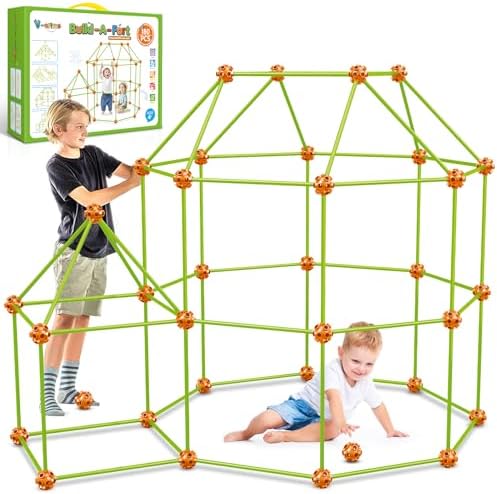 V-Opitos 180 Pack Fort Building Kits for Kids Age 4, 5, 6, 7, 8+ Years Old, Creative Building Toys for DIY Castles, Tunnels, Play Tent, Ideal Christmas, Birthday Gifts for Boys & Girls by Wearecommittedtotheresearchandproductionofhigh-qualitykidstoysschoolofficesuppliesandholidayproducts