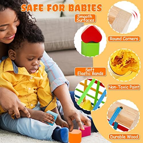 HELLOWOOD Wooden Shape Sorter Cube, Montessori Toys for 1+ Year Old - Image 6