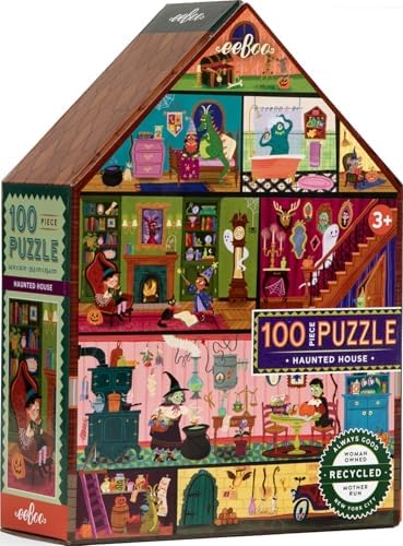 eeBoo Haunted Hause 100 Piece Children's Puzzle, 14" x 10" by eeBoo
