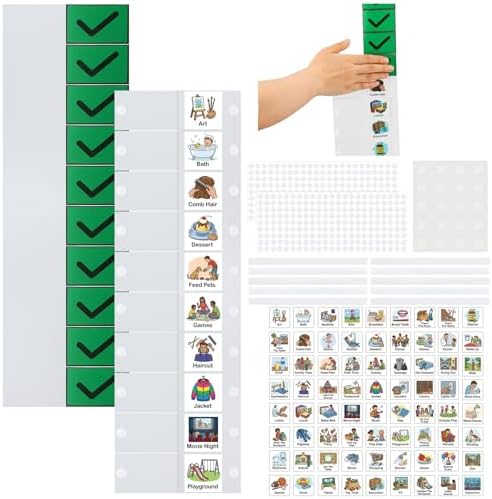 Gueevin 2 Pcs Kids Visual Schedule Routine Chart with 72 Picture Cards, Chore Chart Wall Planner ADHD Tools Bedtime Morning Daily Schedule Board for Kids Autism Downs Syndrome Dementia at Homeschool by Gueevin
