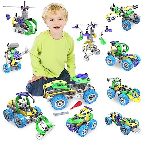 107Pcs Motorized Erector Sets for Kids Ages 4 5 6 7 8+,STEM Building Toys for Boys Girls 3-5 4-8 5-7 6-8 Year Old,Engineering Kit,Electric Motor,Creative Educational Gift Learning Activities by Aolew